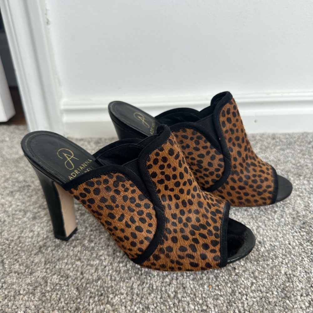 Adrianna Papell Leopard Print Women's Heels | cowhide mules